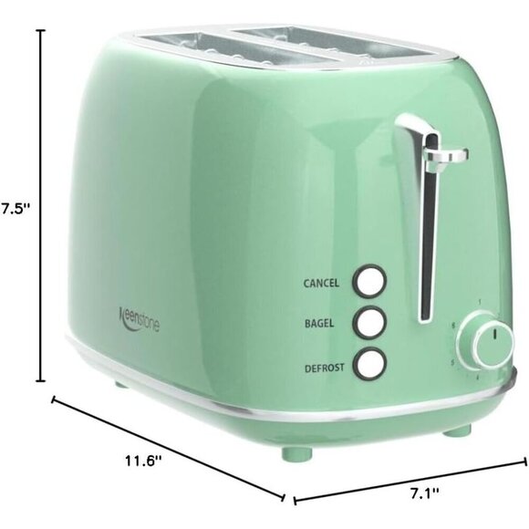 2SliceToaster Retro Stainless green Steel Toaster with Bagel Bread Shade Setting - Picture 7 of 7